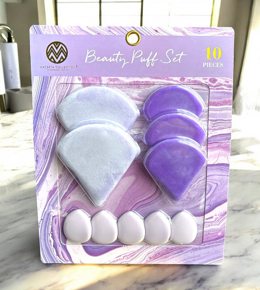 Set de esponjas Macbeth lila para maquillaje 10 pz