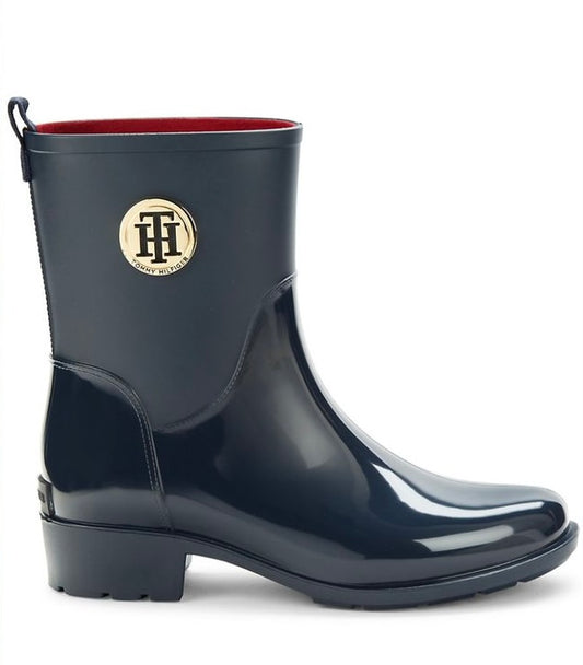 Botas Tommy H azul marino para lluvia con placa