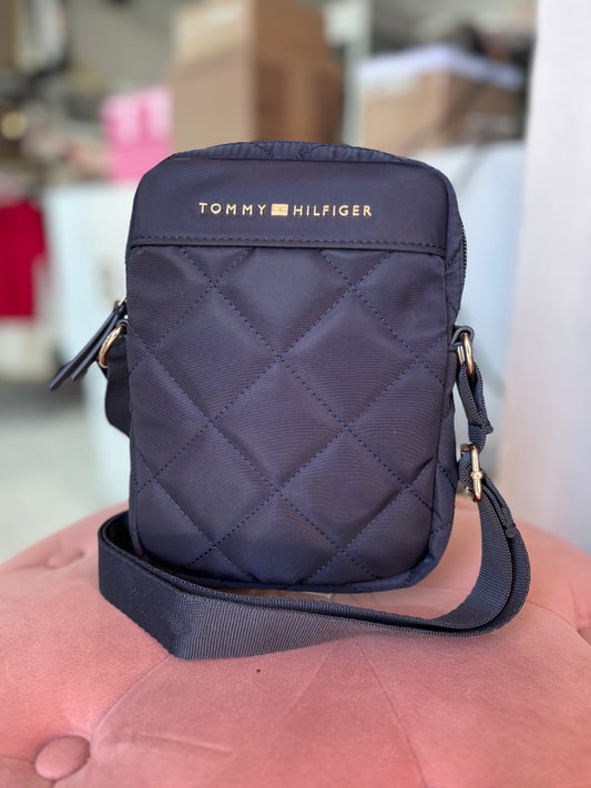 Crossbody Tommy H azul capitonada