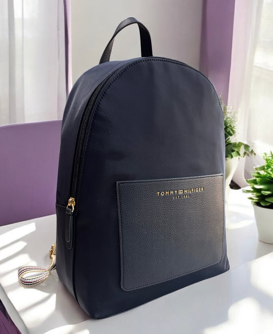 Backpack Tommy H azul marino con strap de tela