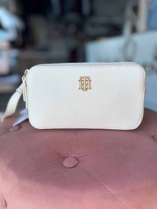 Crossbody Tommy H blanca con 3 compartimentos