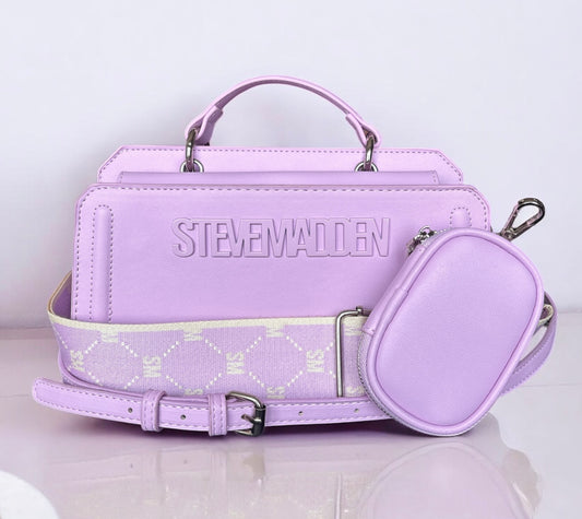 Crossbody Steve M lila con dos strap y monedero