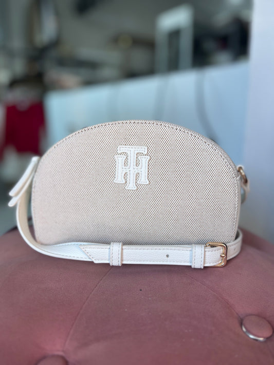 Crossbody Tommy Hilfiger camel con blanco