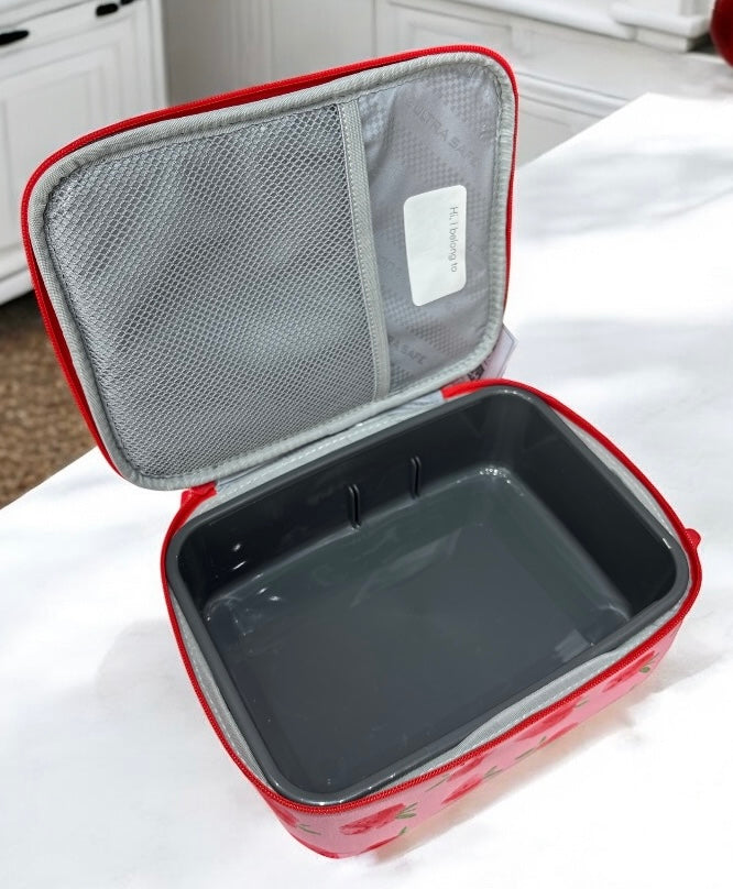 Lonchera Fulon Bag Co. Rosa/roja fresas térmica, forro duro con divisor