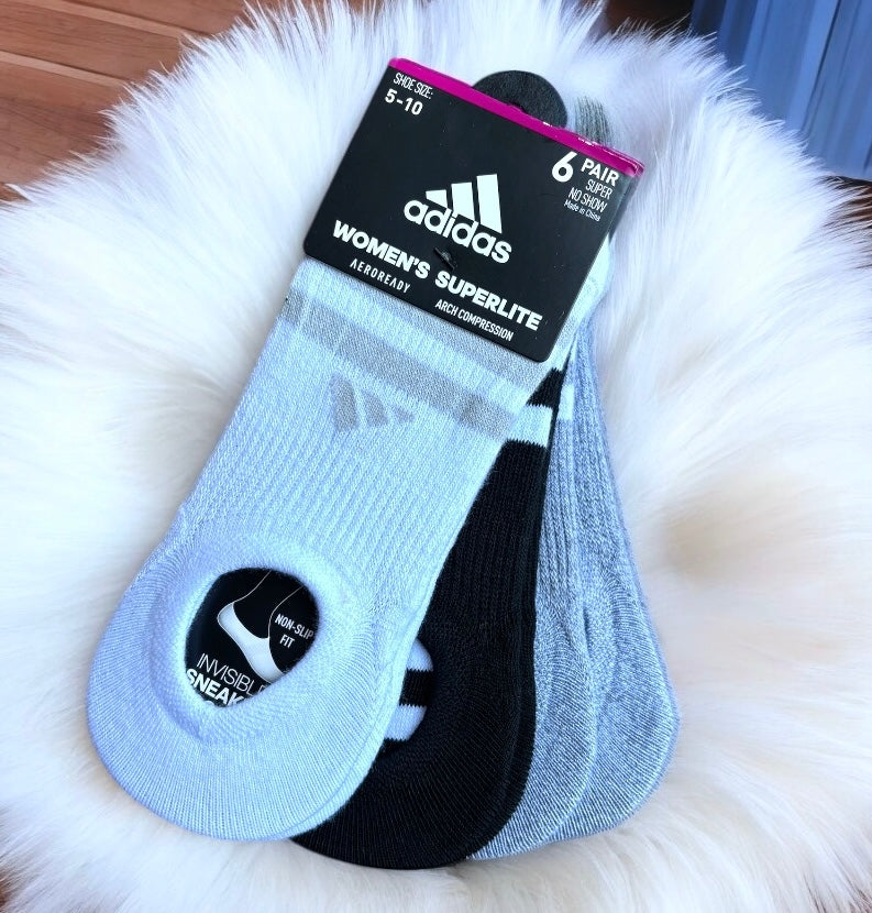 Protectores Adidas blanco, negro y gris 6 pares