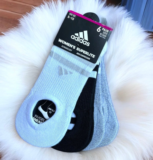 Protectores Adidas blanco, negro y gris 6 pares