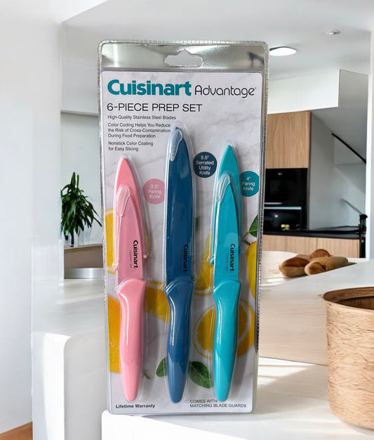 Cuchillos Cuisinart set 3 pzs con protector varios colores