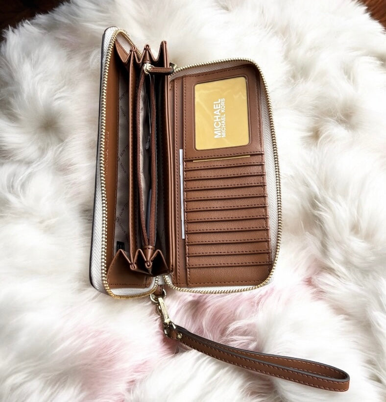 Cartera Michael k jet set Travel continental grande vanilla
