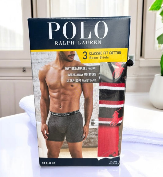 Boxeo Polo Ralph Lauren rojo, negro, rayas