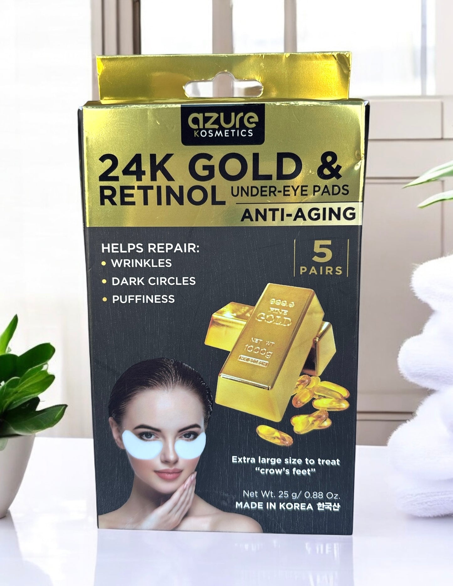 Parches para ojos de retinol y oro 5 pares skincare