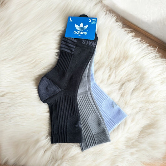 Calcetas Adidas negro, gris y blanco 3 pares