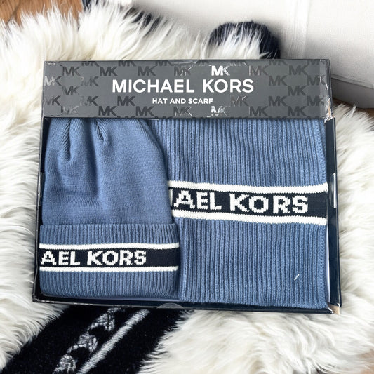Set Michael K azul/negro gorro y bufanda para caballero