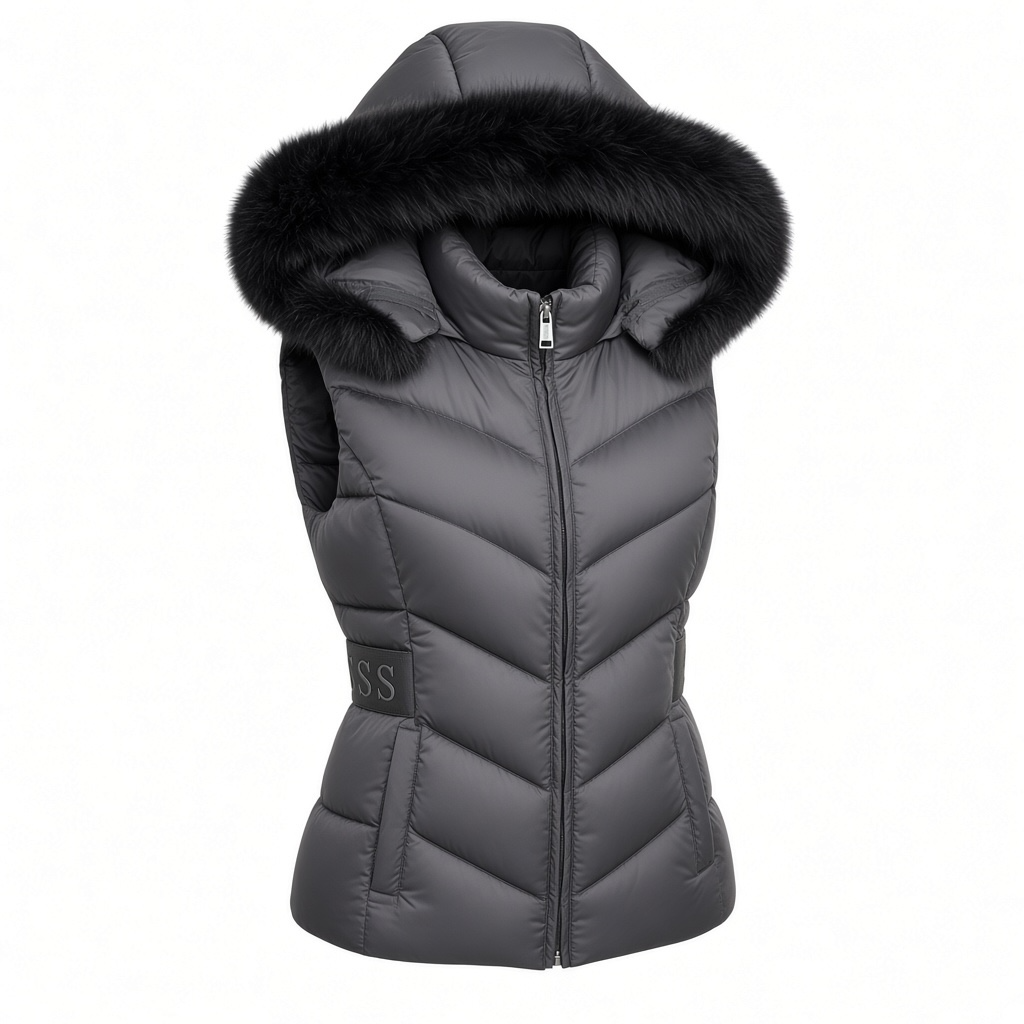 Chaleco Guess negro con gorro