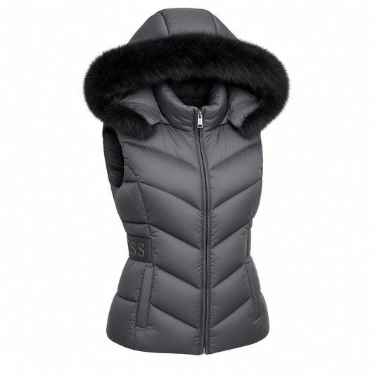 Chaleco Guess negro con gorro