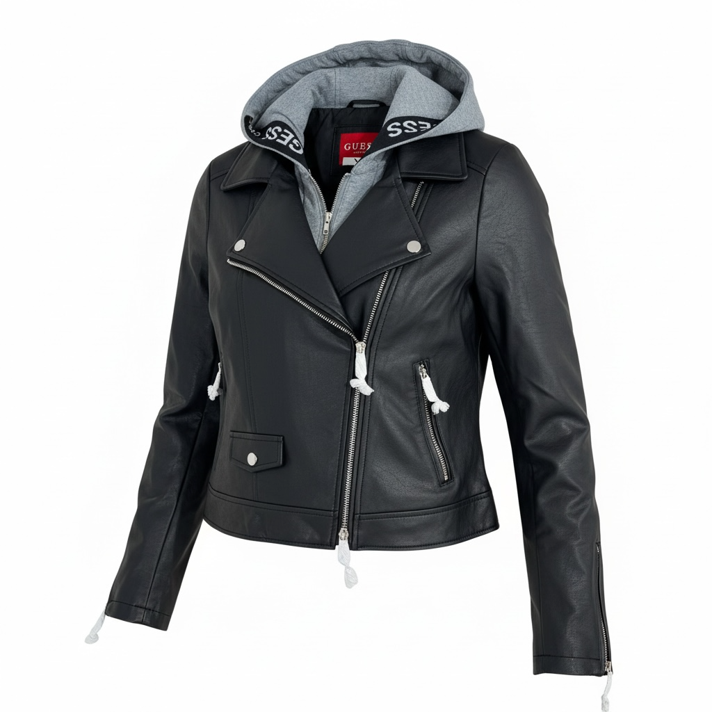 Chamarra Guess negra Biker