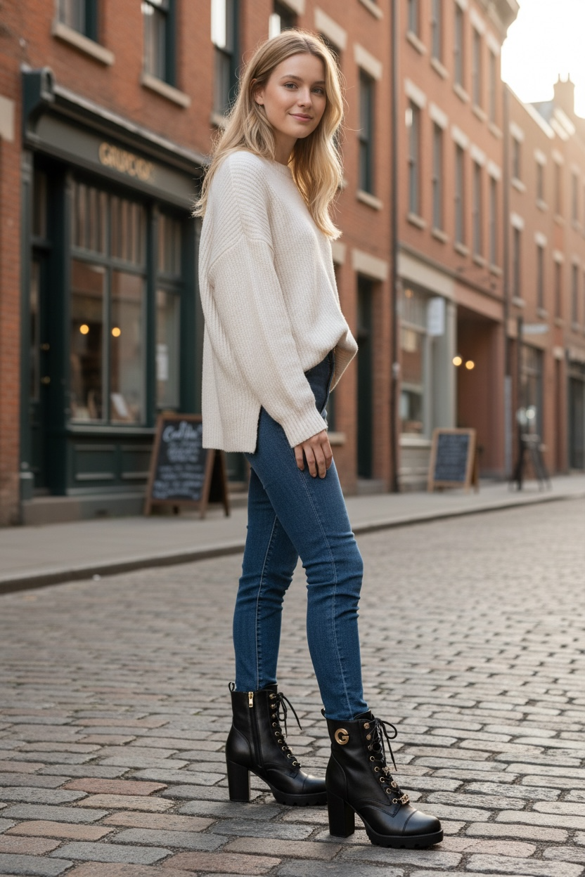 Botas GBG negras con pines de moño y corazón