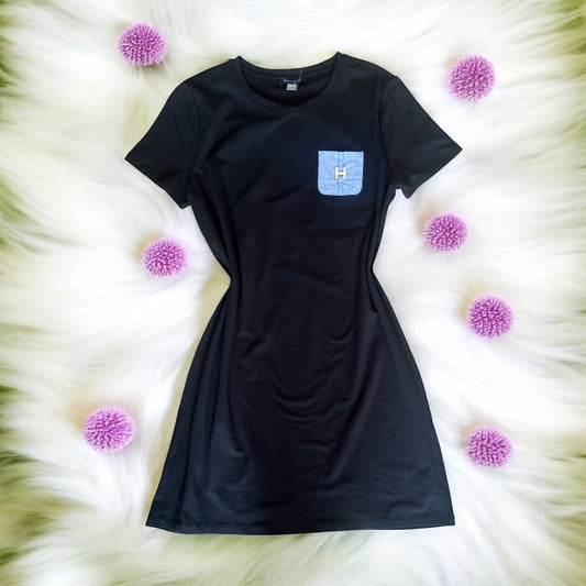 Vestido Tommy H negro bolsita