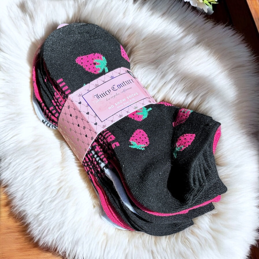 Tines Juicy C negro, fucsia y blanco con fresas y lisos 10 pares