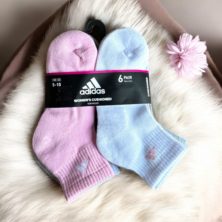 Calcetas Adidas varios colores, logo en tobillo 6 pares