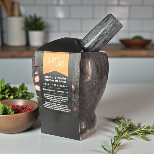 Mortero de mármol negro