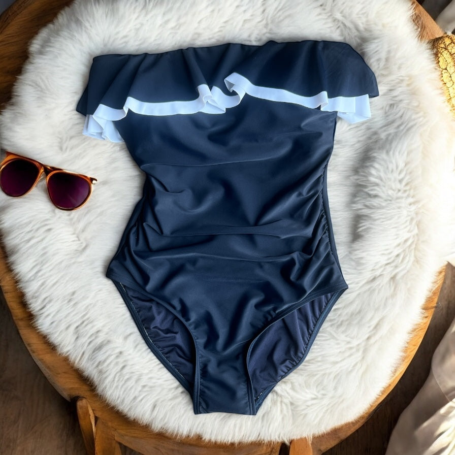 Traje de baño Tommy H azul marino con blanco