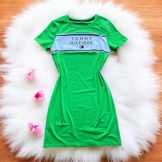 Vestido Tommy H  verde con estampado