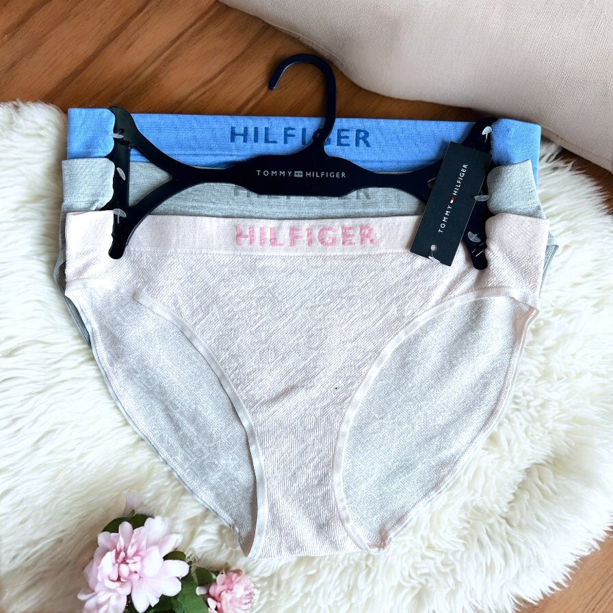 Panties Tommy H rosa, gris y azul 3 pzs