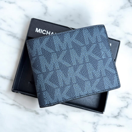 Cartera Michael K azul marino con monogram para caballero