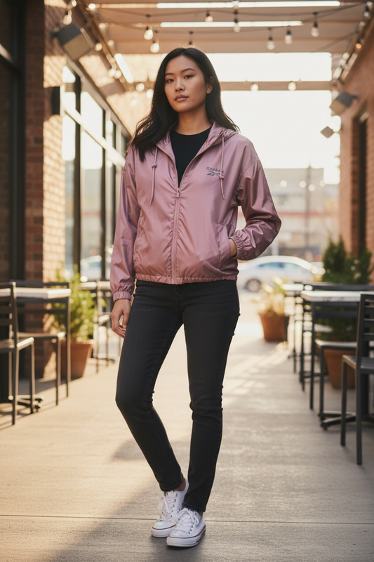 Rompevientos Reebok rosa marrón