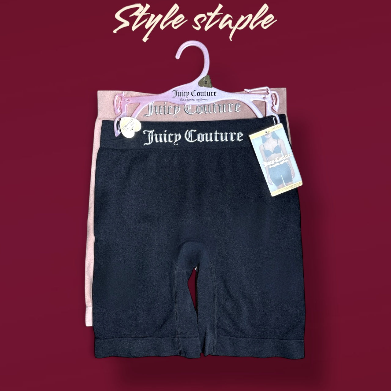 Licra interior Juicy C negra y nude con letras aflojadas en plateado 2pzs