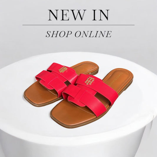 Sandalias Tommy H rojo con placa dorada