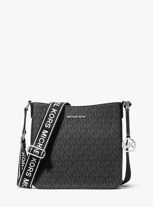 Crossbody Michael Kors Jet Set Travel negra monogram, strap bicolor