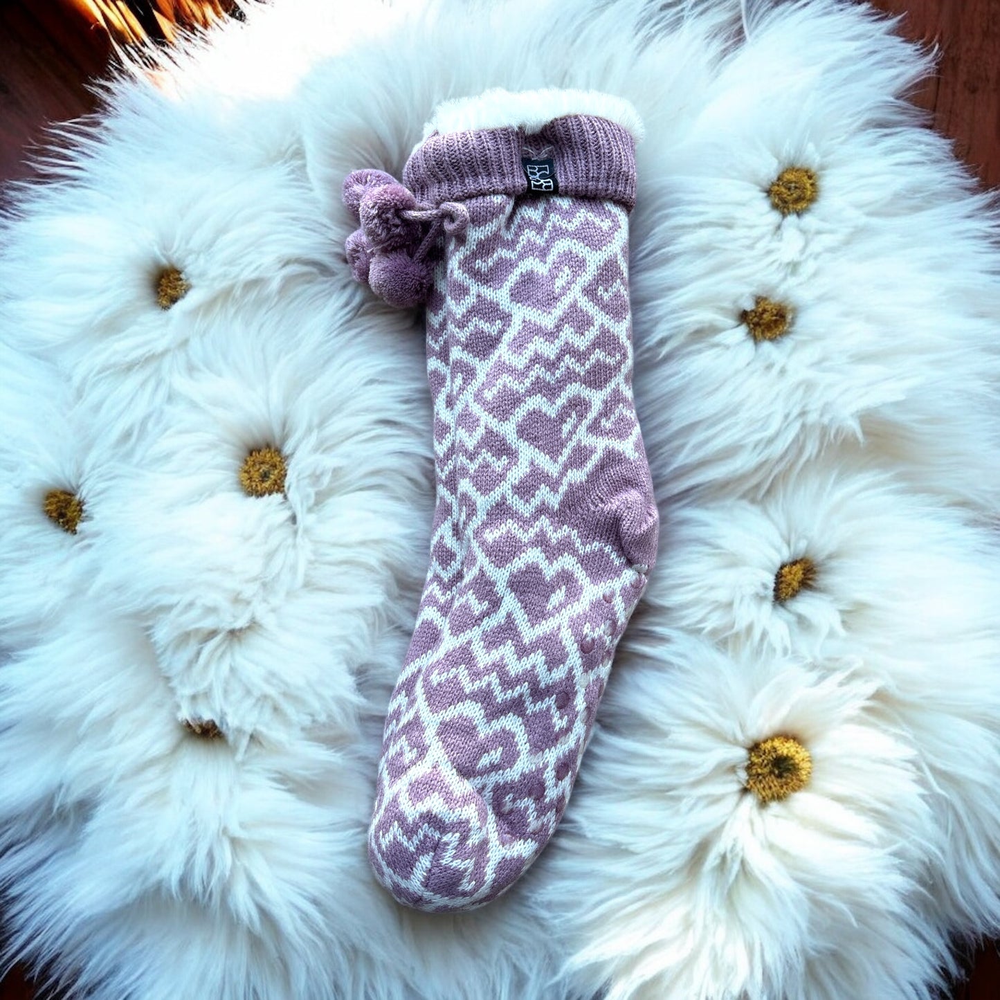 Calcetas BCBG lila con blanco de tela polar