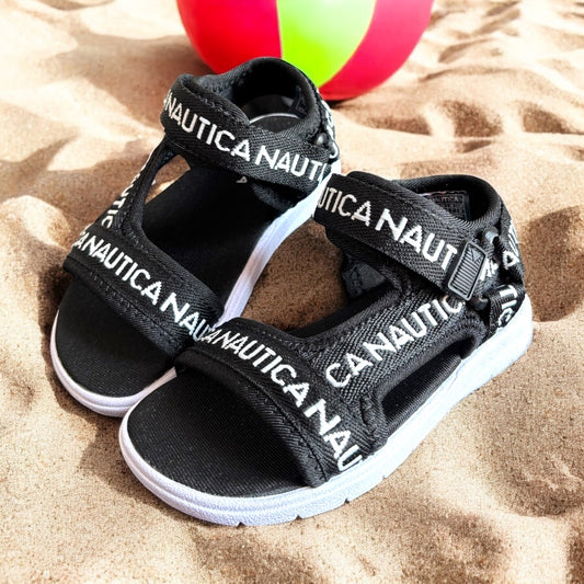 Sandalias Náutica niño negro/blanco, suela blanca