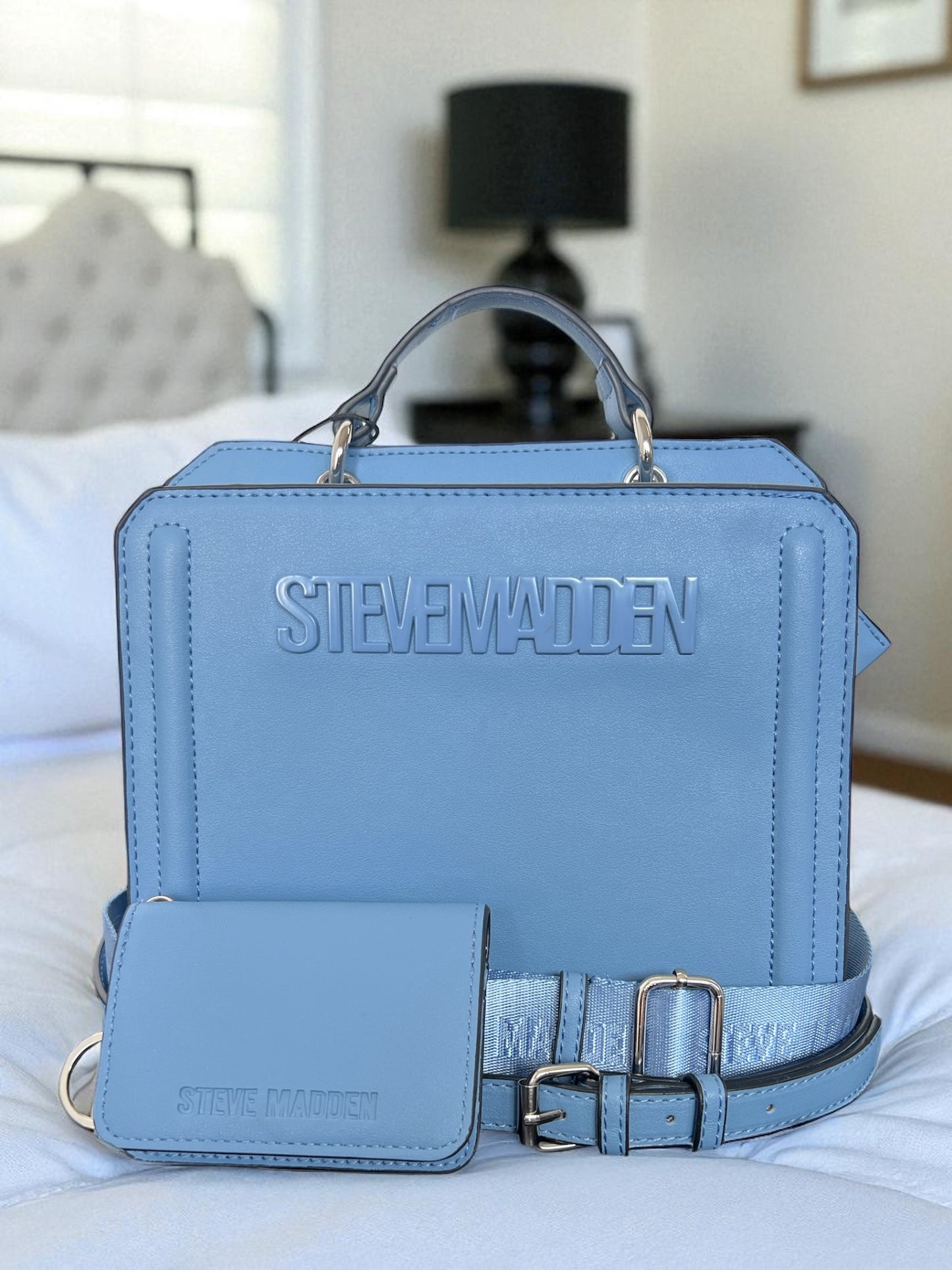 Crossbody Steve M azul con tarjetero y 2 strap