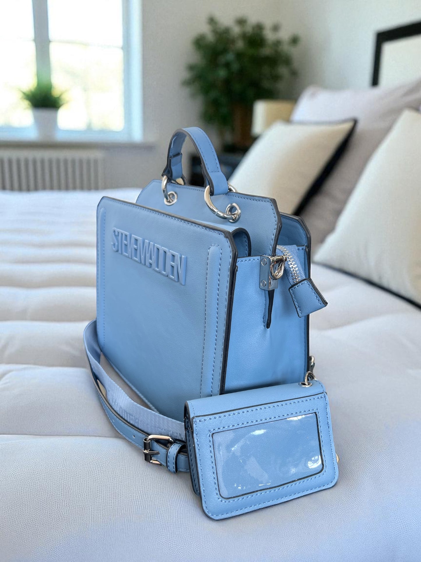 Crossbody Steve M azul con tarjetero y 2 strap