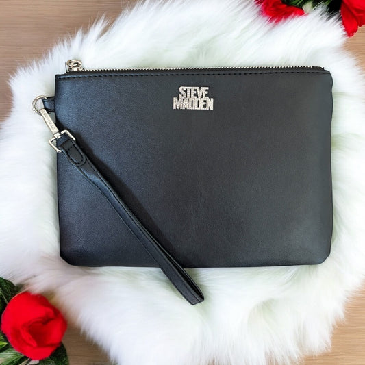 Muñequera Steve M negra con strap y placa plateada con brillos