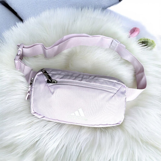 Cangurera Adidas lila con letras en dorado