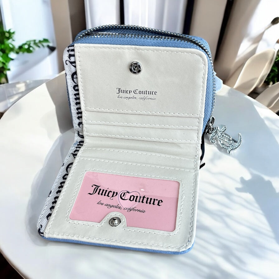 Cartera Juicy C azul con brillo plateados