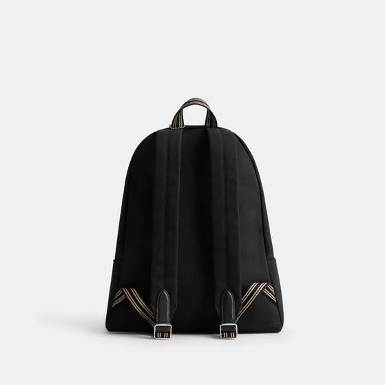 Backpackbook Bag Coach negra, cargo, letras camel