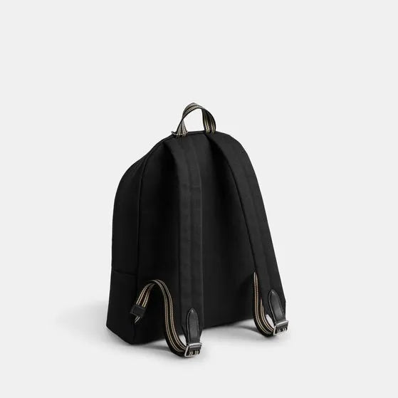 Backpackbook Bag Coach negra, cargo, letras camel