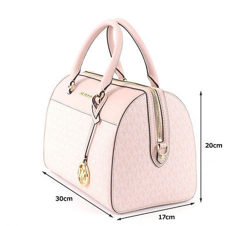 Crossbody Michael K Travel rosa con monogram y detalles dorados
