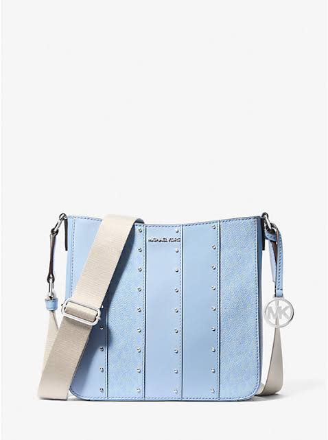 Crossbody Jet Set Small Studded Michael K, azul con estoperoles