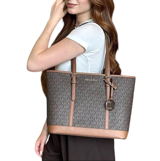 Tote Bag Michael k Jet Set Travel marrón/chocolate con monogram