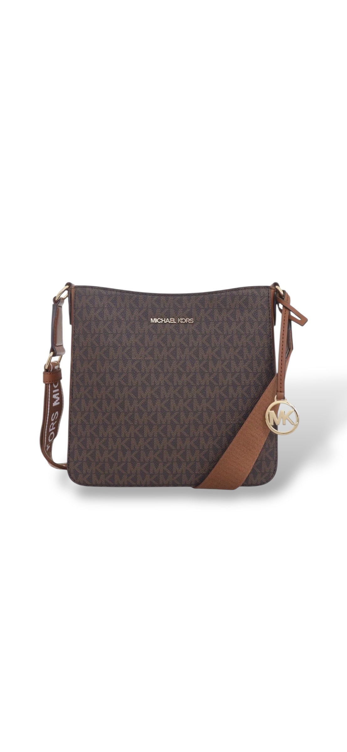 Crossbody Michael k Jet Set Travel marrón/chocolate con conogram, atrás grabado