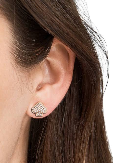 Aretes Kate S dorados con brillos