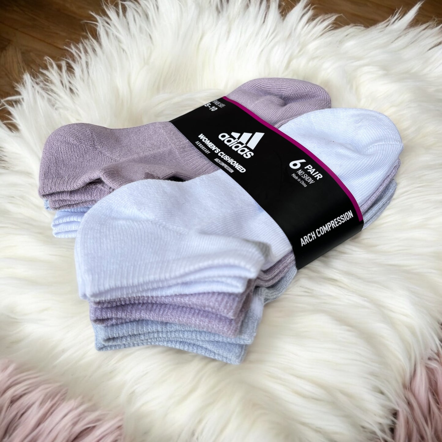 Tines Adidas lila , blanco y gris 6 pares