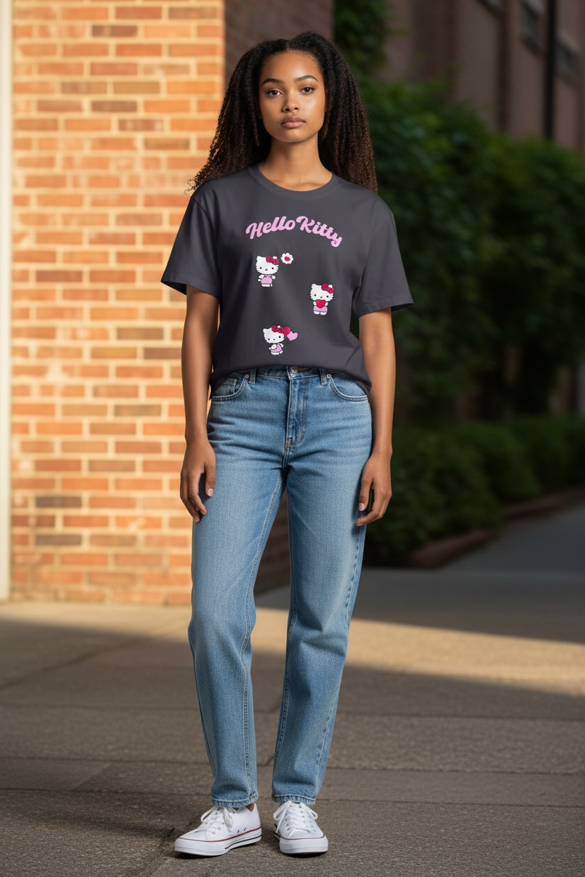 Playera Primark hello Kitty gris over size
