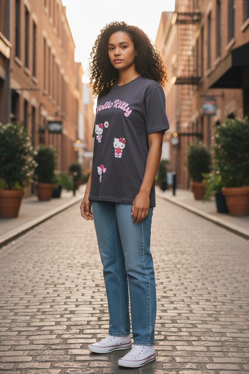 Playera Primark hello Kitty gris over size
