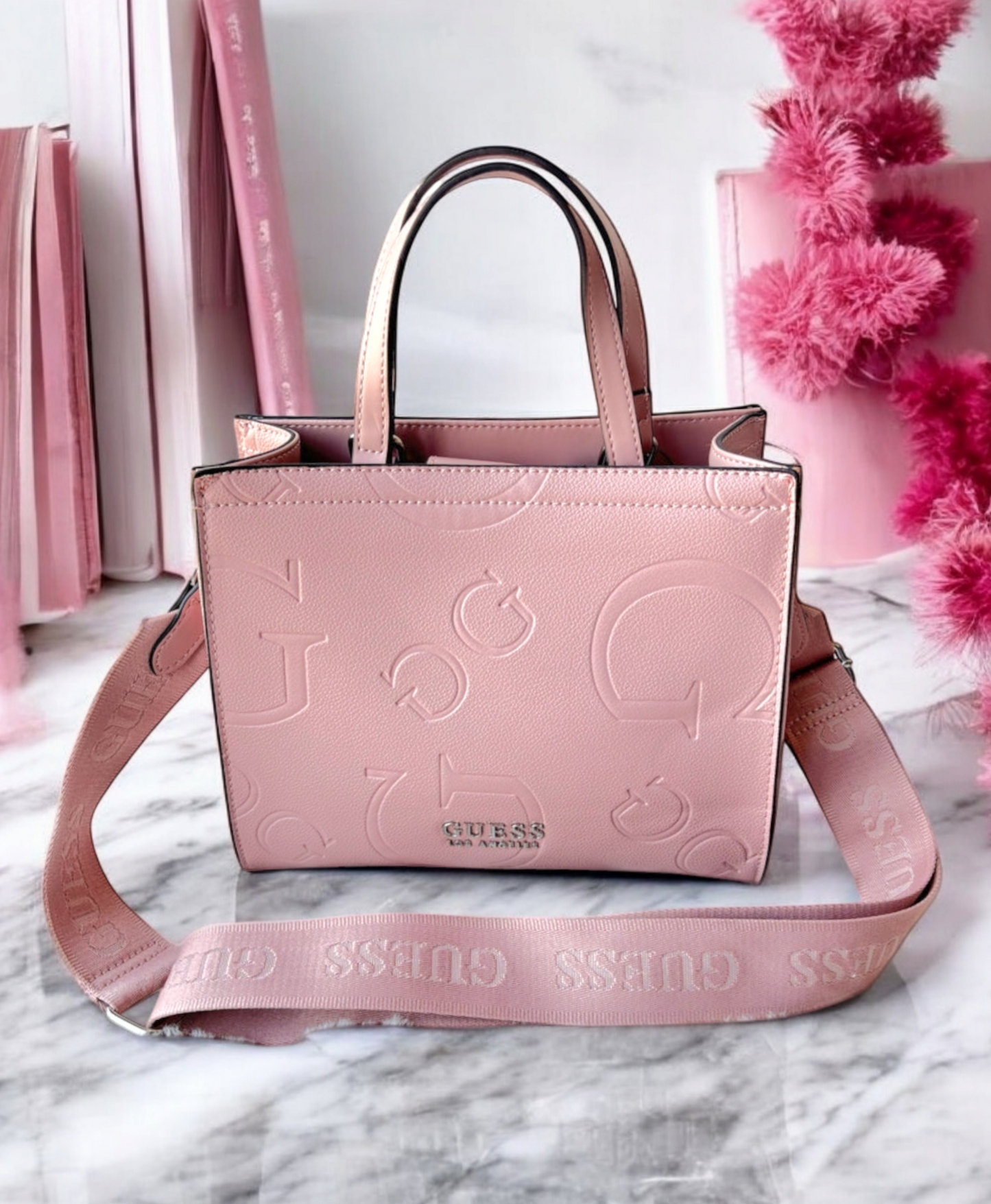 Tote Guess palo de rosa con strap